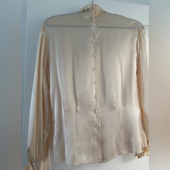 Vintage RALPH LAUREN Blue Label Lace Long Sleeve Blouse Size 6 - Picture 9 of 14